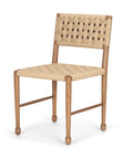 Wooden chair with woven seat and backrest on a white background