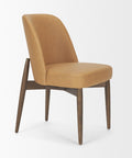 Brown chair with wooden legs on a white background