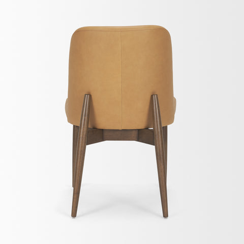 Brown chair with wooden legs on a white background
