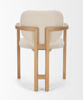Chair with beige cushioned seat and backrest on a white background
