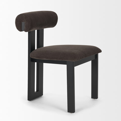 Chair with brown cushioned seat and backrest on a white background
