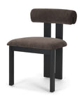 Chair with brown cushioned seat and backrest on a white background
