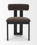 Chair with brown cushioned seat and backrest on a white background