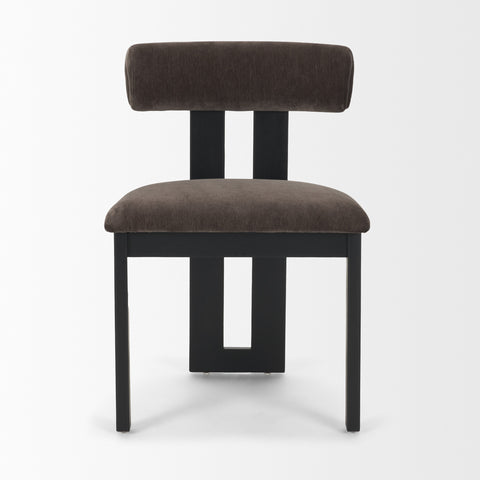 Chair with brown cushioned seat and backrest on a white background
