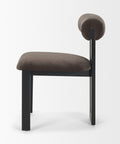 Chair with brown cushioned seat and backrest on a white background