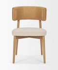 Chair with tan backrest and beige seat on a white background
