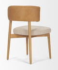 Chair with tan backrest and beige cushion on a white background