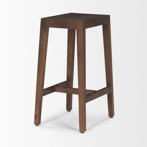 Wooden bar stool on a white background