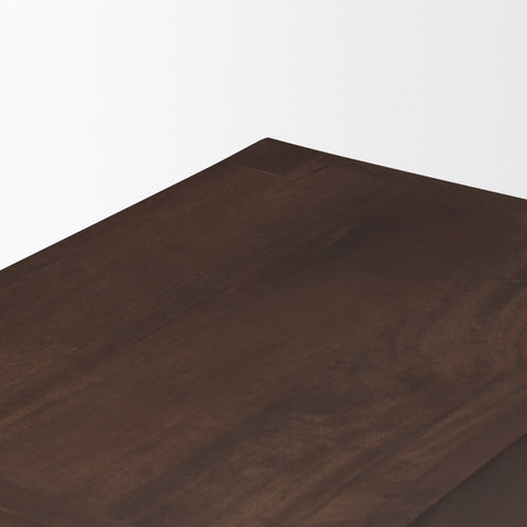 Dark brown wooden surface on a white background