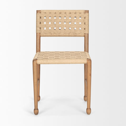Woven chair with a white background