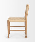 Wooden chair with woven seat and backrest on a white background