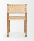Woven chair with a light brown finish on a white background