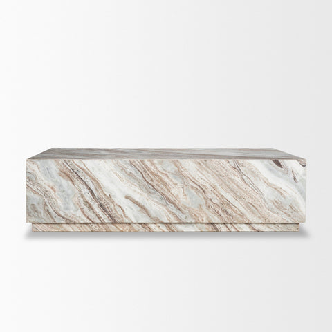Marble-patterned rectangular object on a white background