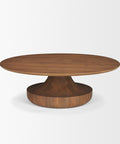 Wooden round table on a white background