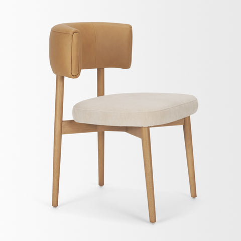 Chair with beige cushioned seat and backrest on a white background