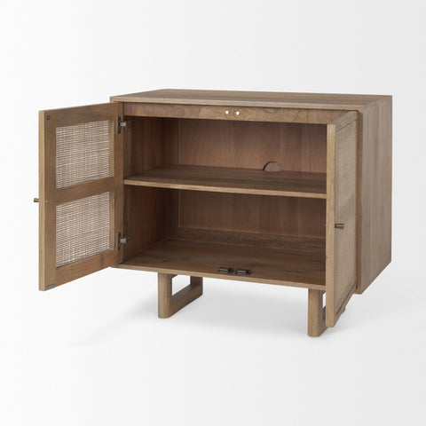 Grier Light Brown Mango Wood Accent Cabinet - Mercana