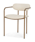 Chair with beige cushioned seat and backrest on a white background