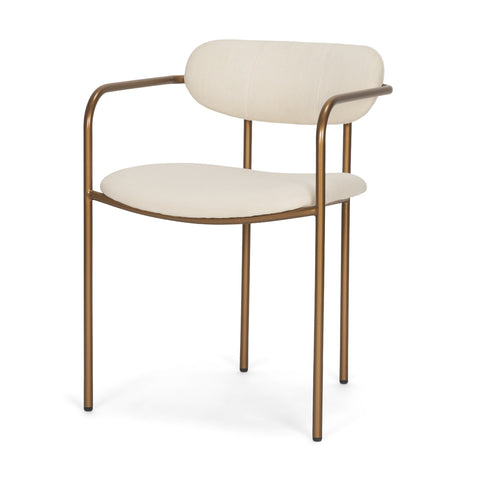 Chair with beige cushioned seat and backrest on a white background