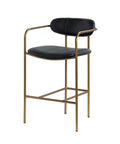 Black bar stool with gold frame on a white background