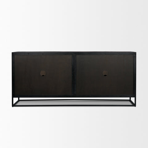 Black metal sideboard on a white background