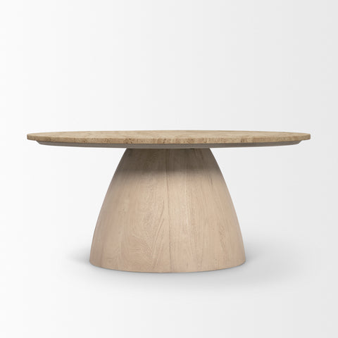 Wooden coffee table with a minimalist design on a white background