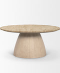 Wooden coffee table with a minimalist design on a white background