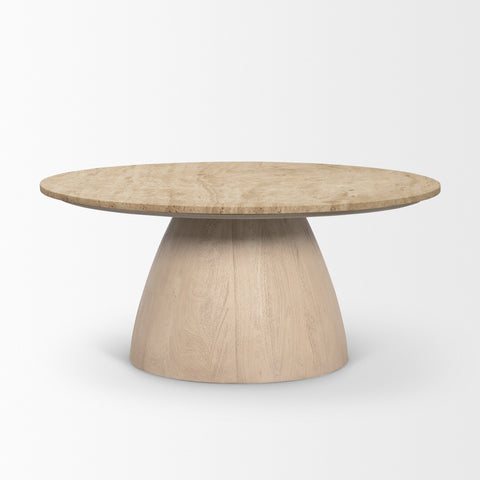 Wooden coffee table with a minimalist design on a white background