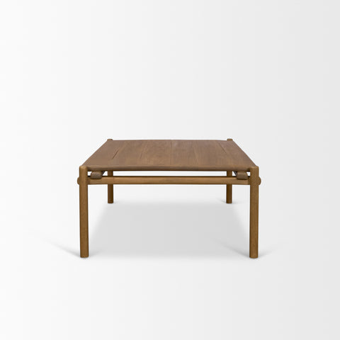 Wooden coffee table on a white background