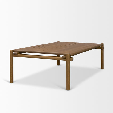Wooden outdoor table on a white background