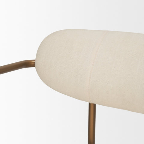 Close-up of a beige chair with a white background