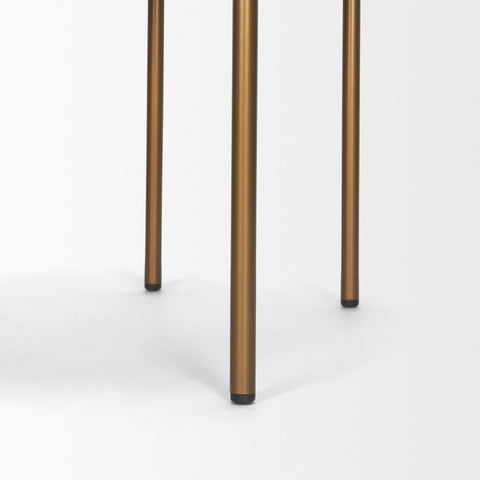 Three bronze-colored cylindrical objects on a white background