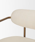 Close-up of a beige chair with a white background