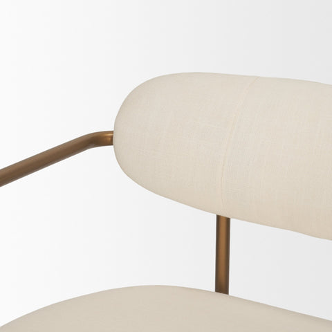 Close-up of a beige chair with a white background
