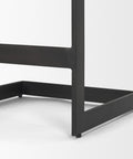 Black metal table leg on a white background