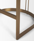 Close-up of a brown metal chair frame on a white background