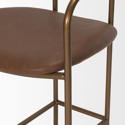 Brown chair with gold frame on a white background