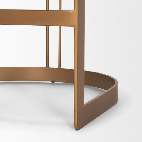 Brown metal shelf on a white background
