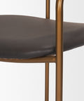 Chair with brown cushioned seat and gold metal frame on a white background