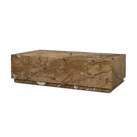 Marble-patterned rectangular coffee table on a white background