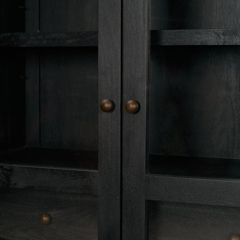 Suri Black Mango Wood Arched Curio Cabinet -8