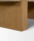 Close-up of a wooden desk corner on a white background