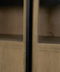 Close-up of a wooden shelf with a dark border