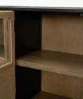 Wooden desk with an open shelf and cabinet