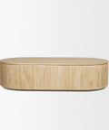 Wooden round ottoman on a white background