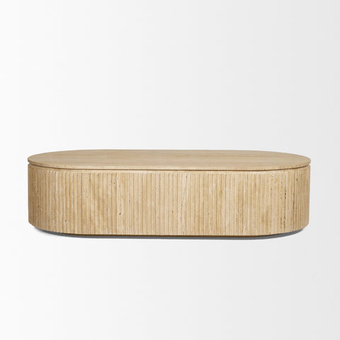 Wooden round ottoman on a white background