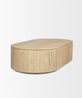 Wooden coffee table with a light finish on a white background