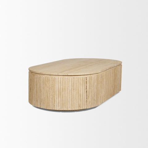 Wooden coffee table with a light finish on a white background