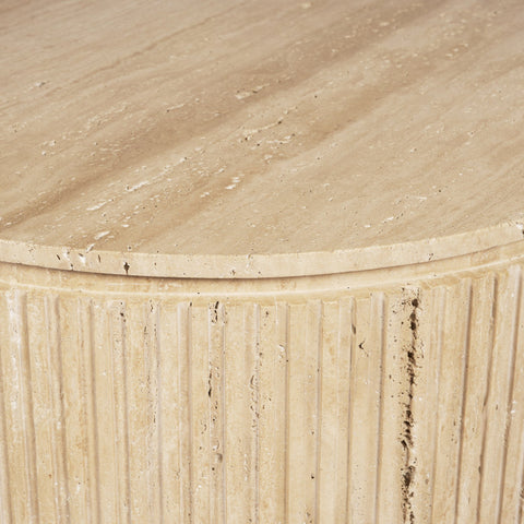 Close-up of a textured stone surface with horizontal lines