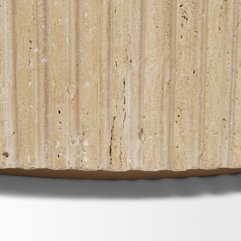 Close-up of a textured stone surface with horizontal lines