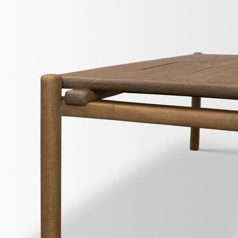 Wooden table corner on a white background